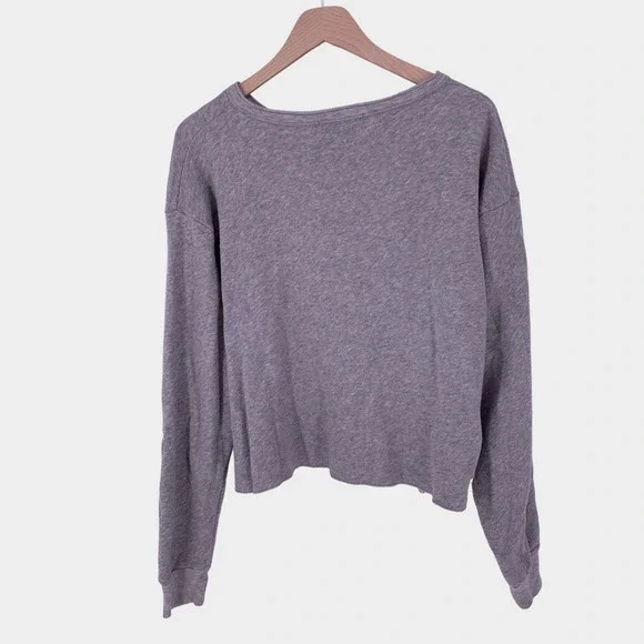 Brandy Melville Crop Oversized Sweatshirt Gray O/S - Picture 2 of 4